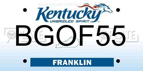 BGOF55 Kentucky License Plate