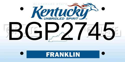 BGP2745 Kentucky License Plate