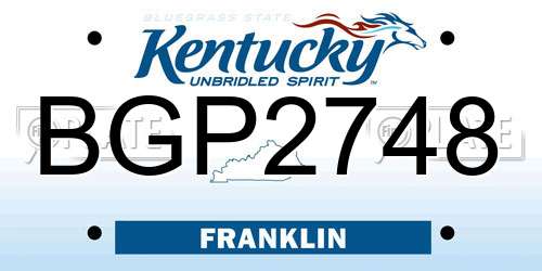 BGP2748 Kentucky License Plate
