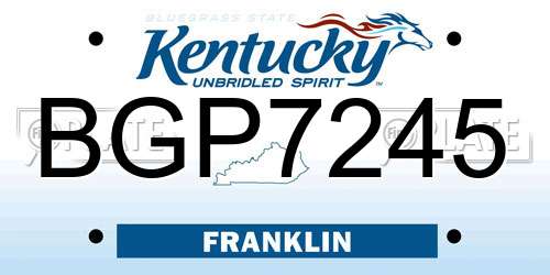 BGP7245 Kentucky License Plate