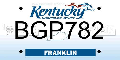 BGP782 Kentucky License Plate