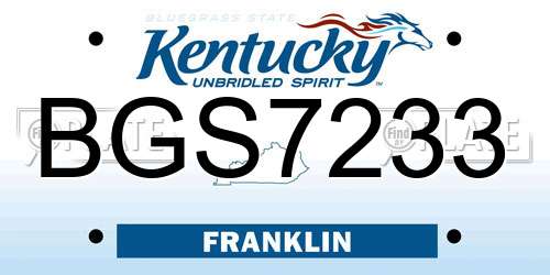 BGS7233 Kentucky License Plate