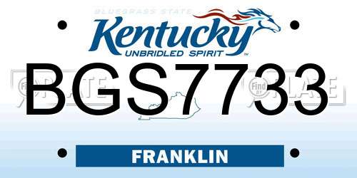 BGS7733 Kentucky License Plate