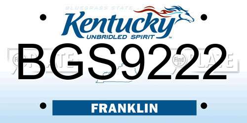 BGS9222 Kentucky License Plate