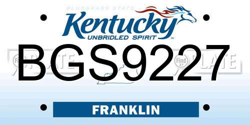 BGS9227 Kentucky License Plate