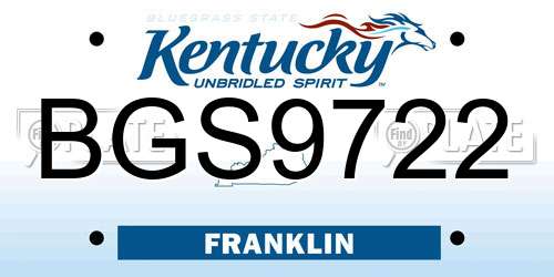 BGS9722 Kentucky License Plate