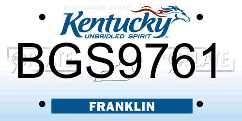 BGS9761 Kentucky License Plate