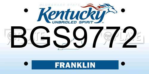BGS9772 Kentucky License Plate