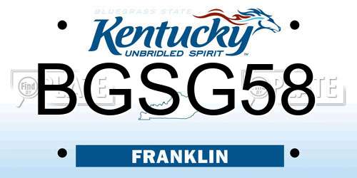 BGSG58 Kentucky License Plate