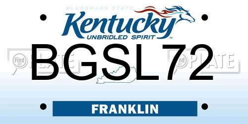 BGSL72 Kentucky License Plate