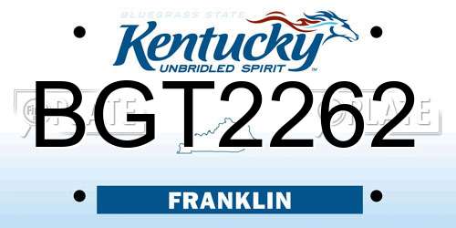 BGT2262 Kentucky License Plate