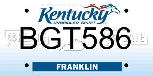 BGT586 Kentucky License Plate