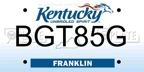 BGT85G Kentucky License Plate