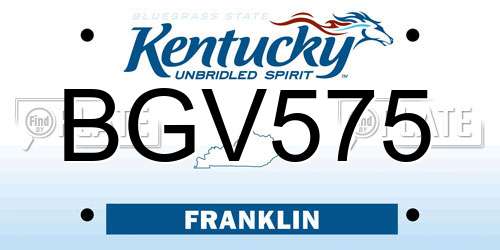 BGV575 Kentucky License Plate