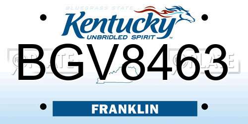 BGV8463 Kentucky License Plate