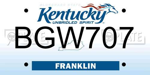 BGW707 Kentucky License Plate