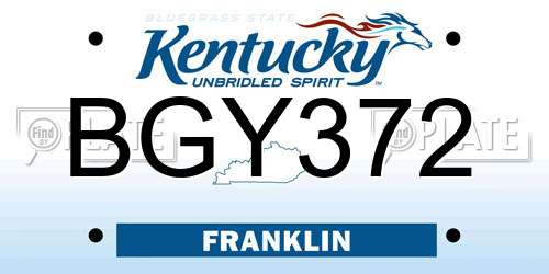 BGY372 Kentucky License Plate