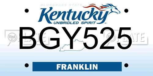 BGY525 Kentucky License Plate