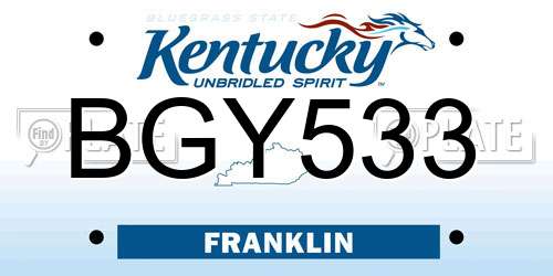 BGY533 Kentucky License Plate