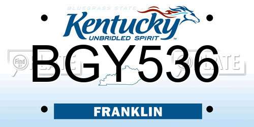 BGY536 Kentucky License Plate
