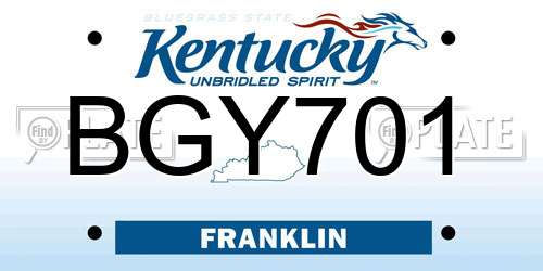 BGY701 Kentucky License Plate