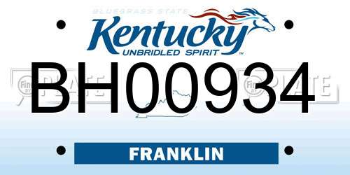 BH00934 Kentucky License Plate