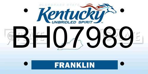 BH07989 Kentucky License Plate