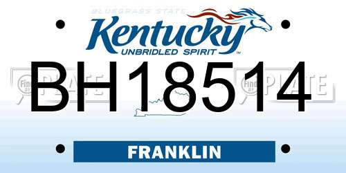 BH18514 Kentucky License Plate