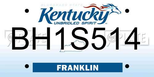 BH1S514 Kentucky License Plate