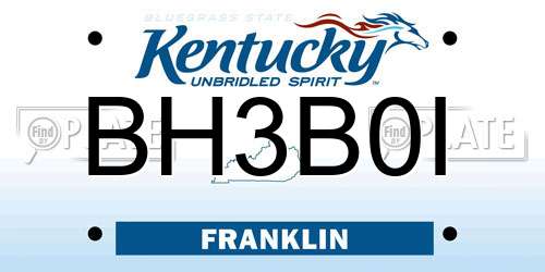 BH3B0I Kentucky License Plate