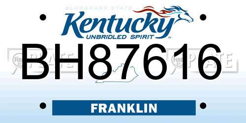 BH87616 Kentucky License Plate
