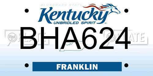 BHA624 Kentucky License Plate
