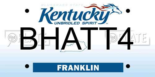 BHATT4 Kentucky License Plate