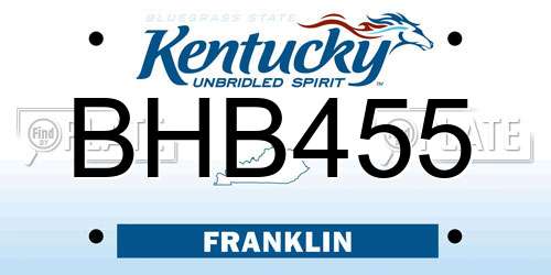 BHB455 Kentucky License Plate
