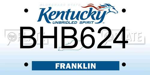 BHB624 Kentucky License Plate
