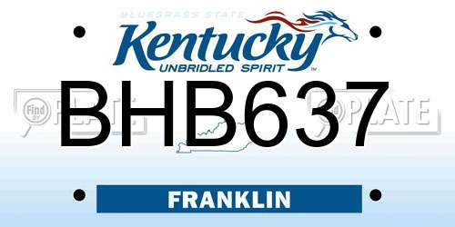 BHB637 Kentucky License Plate