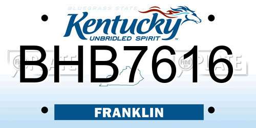 BHB7616 Kentucky License Plate