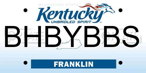 BHBYBBS Kentucky License Plate