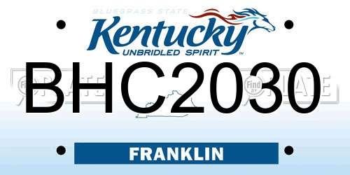 BHC2030 Kentucky License Plate