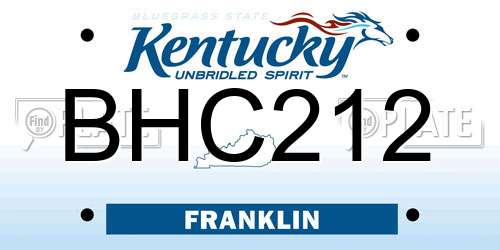 BHC212 Kentucky License Plate