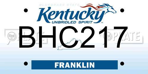 BHC217 Kentucky License Plate