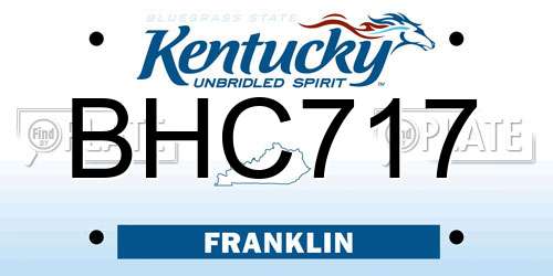 BHC717 Kentucky License Plate