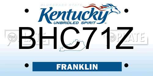 BHC71Z Kentucky License Plate