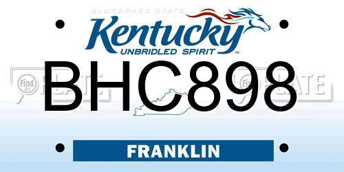 BHC898 Kentucky License Plate