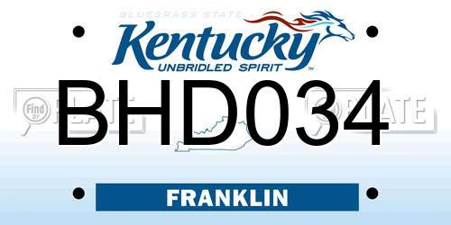 BHD034 Kentucky License Plate