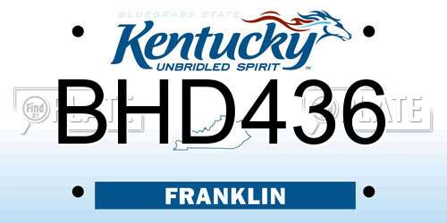 BHD436 Kentucky License Plate