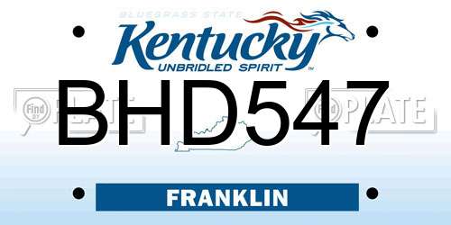 BHD547 Kentucky License Plate