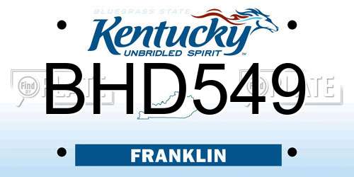 BHD549 Kentucky License Plate
