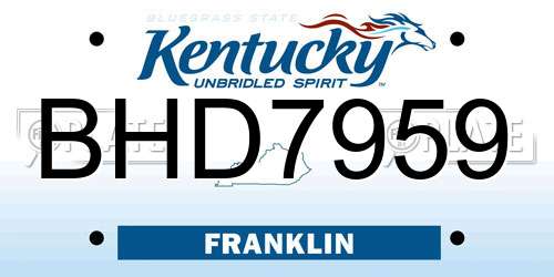 BHD7959 Kentucky License Plate