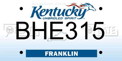 BHE315 Kentucky License Plate